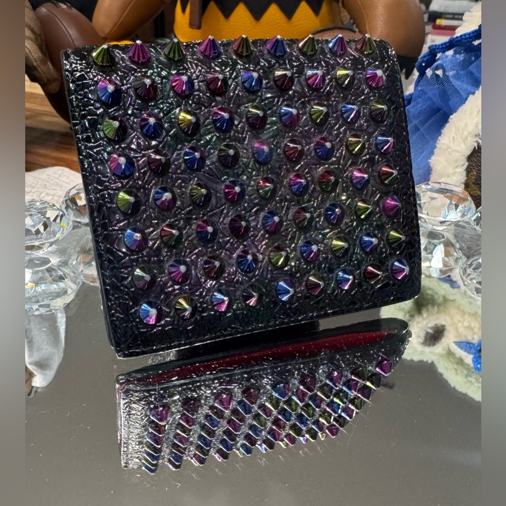 CHRISTIAN LOUBOUTIN WALLET IRIDESCENT LEATHER EXCELLENT COND EUC 100% AUTHENTIC